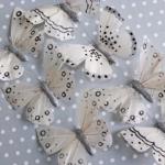 Papillons Décoratifs Blancs Paillettes Argentées (set de 7)
